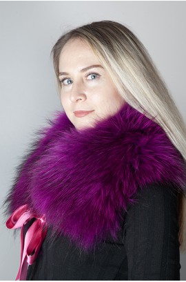 Violet-lilla Finnraccoon fur collar-neck warmer